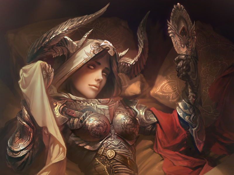 girl, diablo, horns, hunter, the demon, rpg, demon hunter, art, 1080P