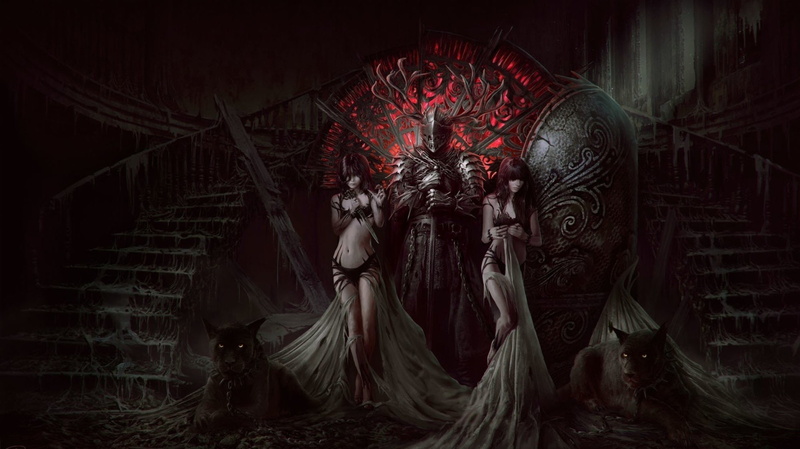Knight, Panther, Demon, Girl, 1080P, Stairs, Fantasy, Dark, Black
