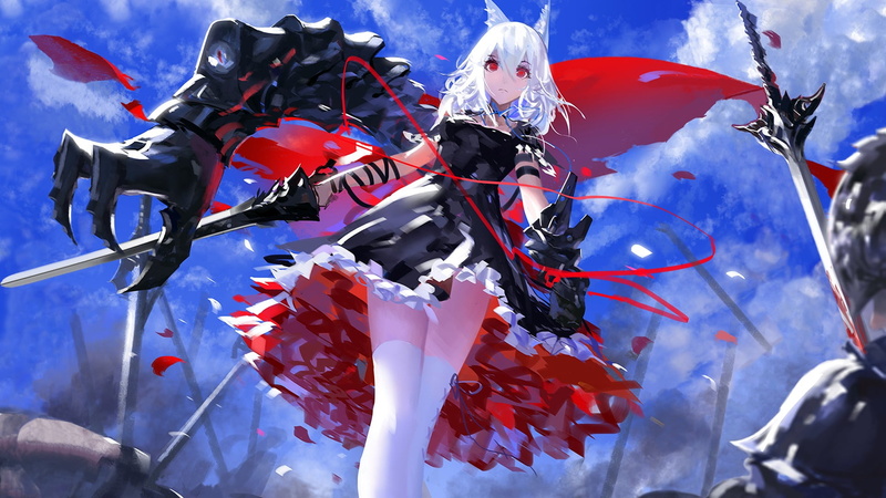 nature, game, event, demon, group, large group of objects, red, anime, 1080P, no people, outdoors, blue, winter, art and craft, festival, anime girls