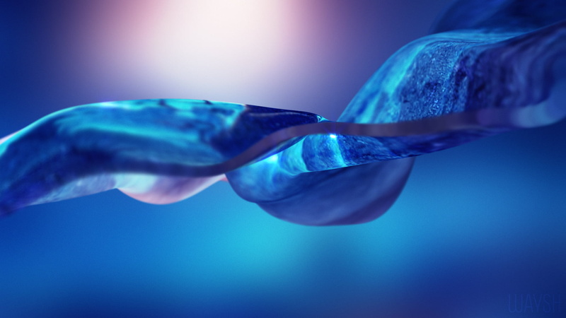 depth of field, digital art, human hand, transparent, environment, text, waveforms, blue, indoors, water, close-up, marine, studio shot, underwater, holding