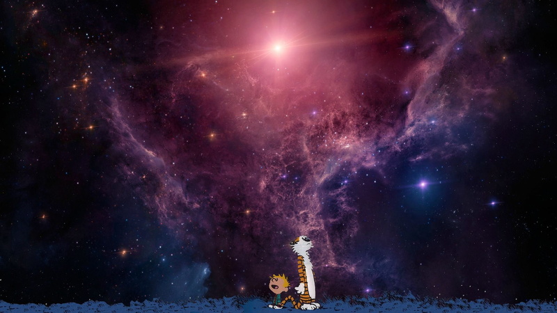 cartoon/comic, nebula, hd, and, calvin, 1080P, stars, hobbes