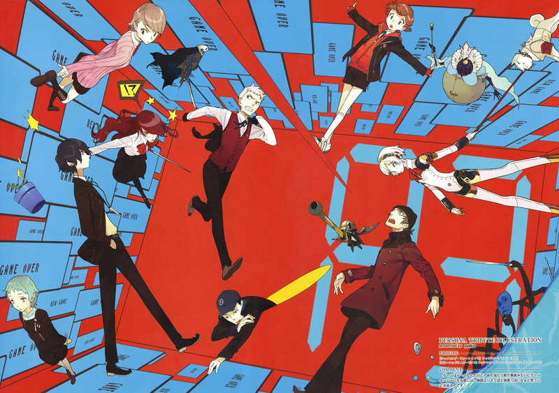 indoors, time, Persona series, large group of objects, low angle view, leisure activity, people, architecture, 2K, real people, red, group of people, Persona 3