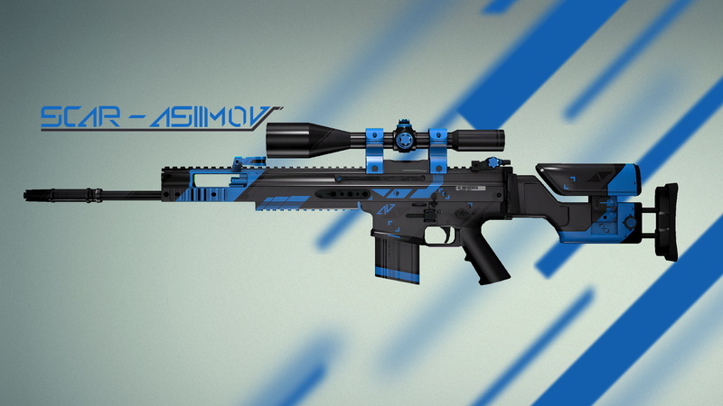 single object, CS:GO, Weapons, technology, protection, studio shot, illustration, aggression, Skin, Counter Strike, black, blue, Asiimov, blue background