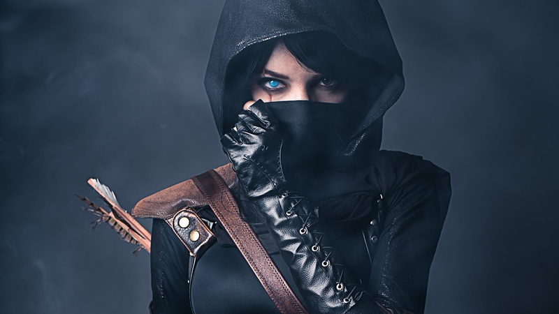 Scar, Mask, Girl, Gloves, Equipment, Arrow, Look, 1080P, Hood, Strap, Thief