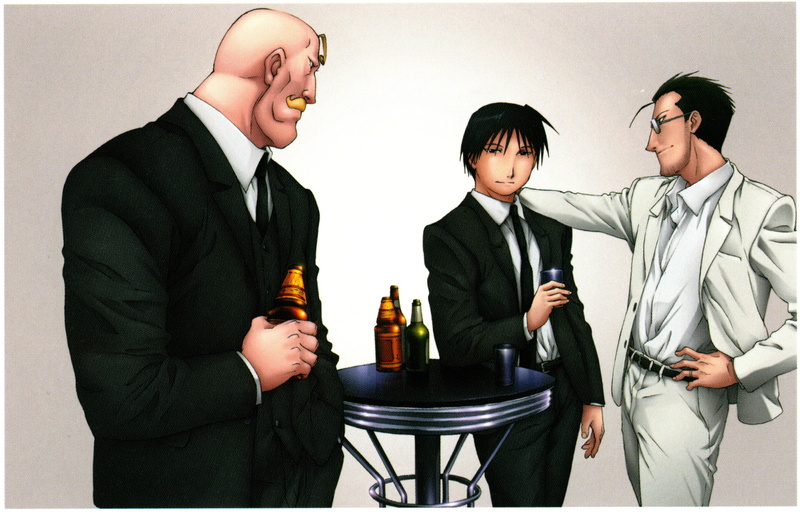 Full Metal Alchemist, Alex Louis Armstrong, anime boys, anime, 2K, Roy Mustang, Maes Hughes
