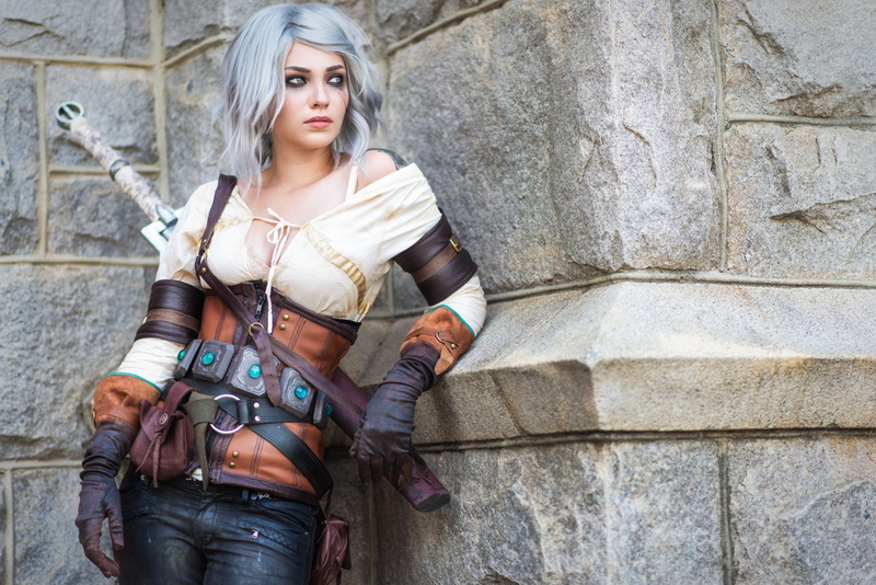 white hair, women, Ciri, The Witcher, looking at the side, model, video game girls, The Witcher 3, Scar on Eye, cleavage, The Witcher 3: Wild Hunt, Cirilla Fiona Elen Riannon