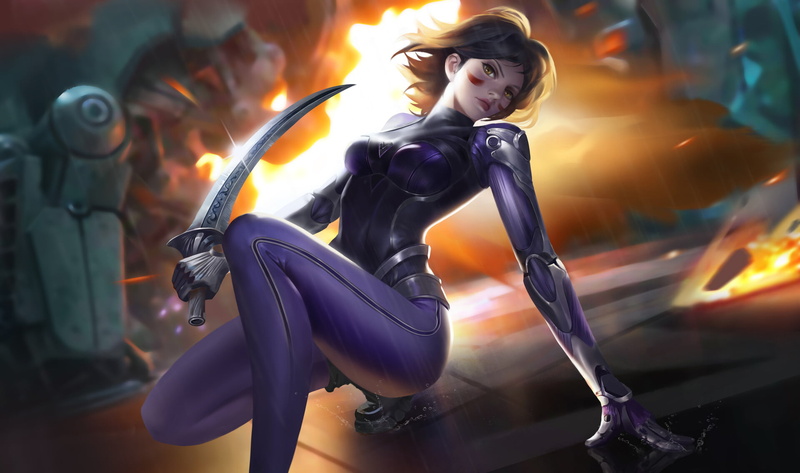 short hair, sword, artwork, drawing, Alita: Battle Angel, looking at viewer, Han Lee (Artist), digital painting, Battle Angel Alita, 1080P, women, legs