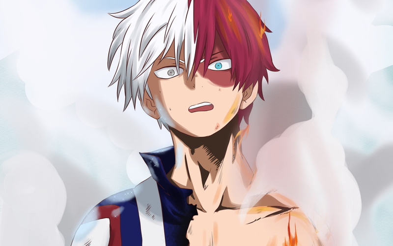 white, brown, My Hero Academia, male, haired, Anime, Shouto Todoroki, 1080P, character