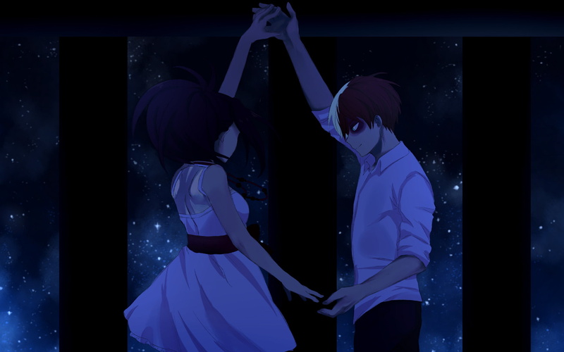 women, night, indoors, My Hero Academia, young adult, standing, Shouto Todoroki, human arm, three quarter length, illuminated, togetherness, young women