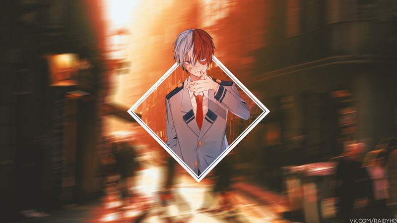 Boku no Hero Academia, anime boys, picture-in-picture, Shouto Todoroki, anime, 4K