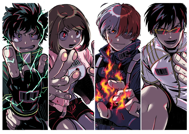 4K, Izuku Midoriya, Ochaco Uraraka, Tenya Iida, My Hero Academia, Anime, Shouto Todoroki