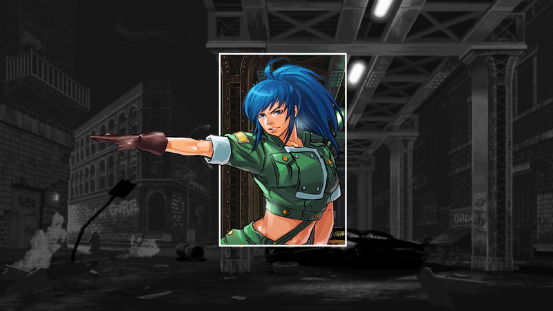 Fighting Games, video games, 1080P, SNK, Leona Heidern, blue hair, King of Fighters, picture-in-picture