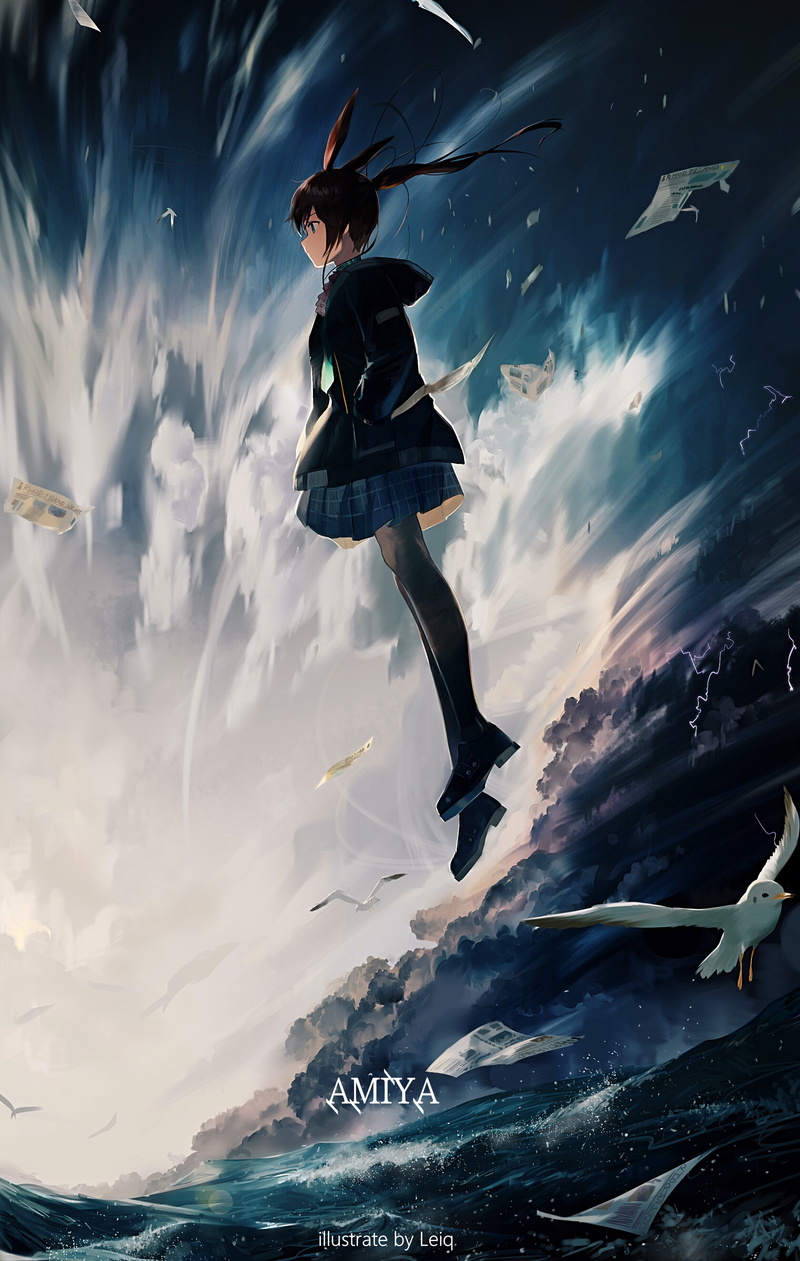 Arknights, sea, Leiq (artista), anime girls, anime, 4K