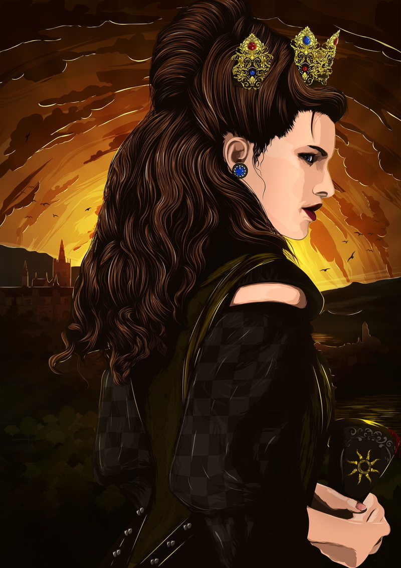 ArtStation, portrait display, crown, video games, anna henrietta, jewelry, fan art, artwork, Duchess Of Toussaint, black clothing, video game art, The Witcher 3: Wild Hunt