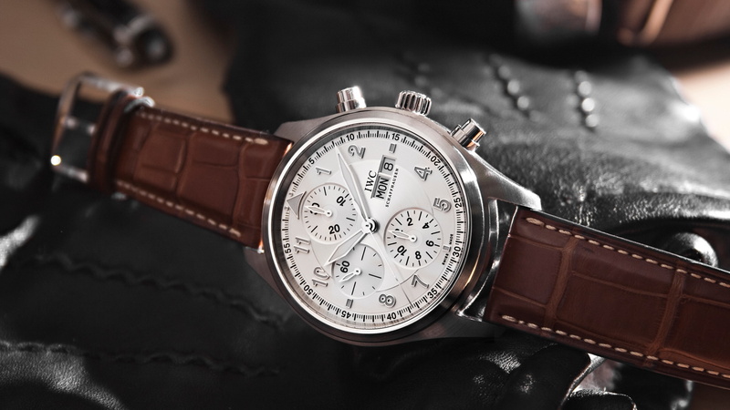 2K, chronograph, leather, White, Brown, Watch, strap, face, IWC, round