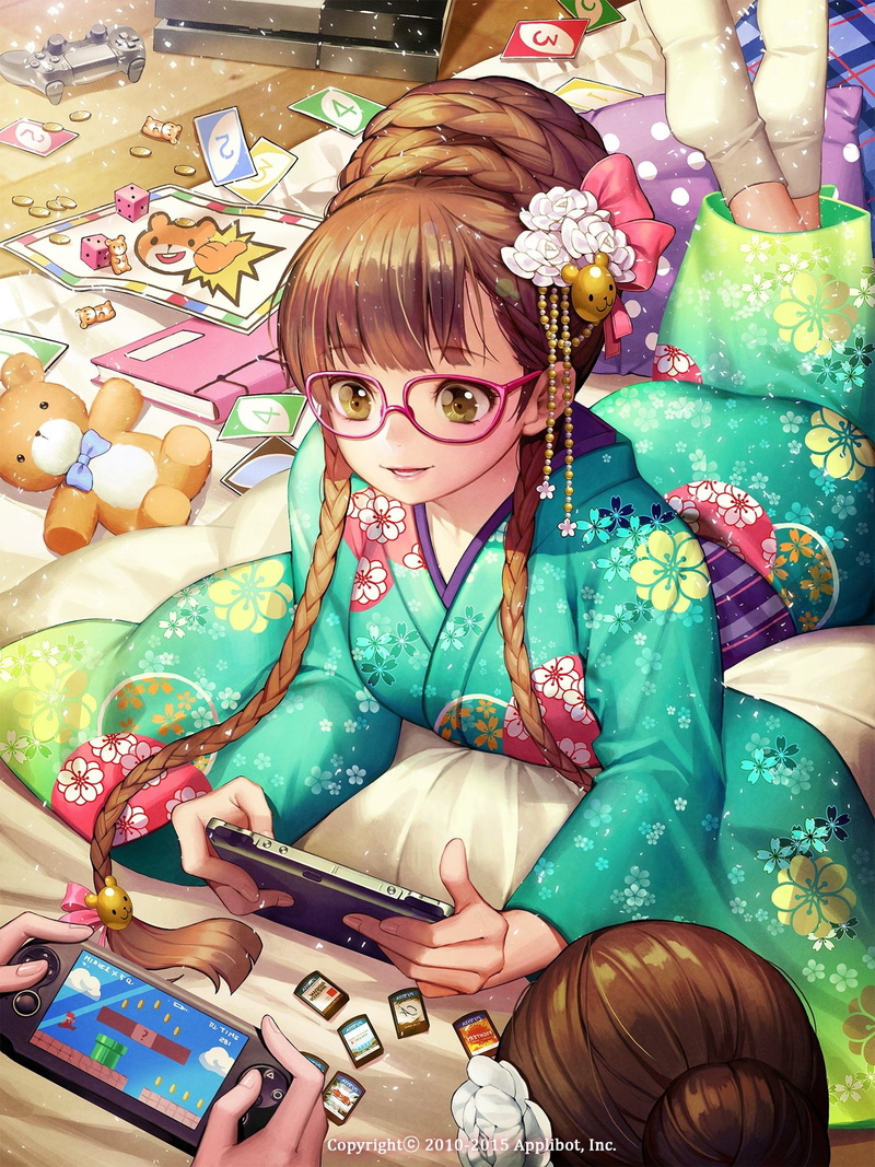 1080P, anime girls, anime, kimono, long hair, glasses, PlayStation Vita, Furyou Michi ~Gang Road~
