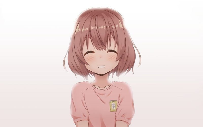 casual clothing, childhood, obscured face, studio shot, Anime, women, white background, indoors, portrait, hair, Shouko Nishimiya, cut out, smiling, creativity