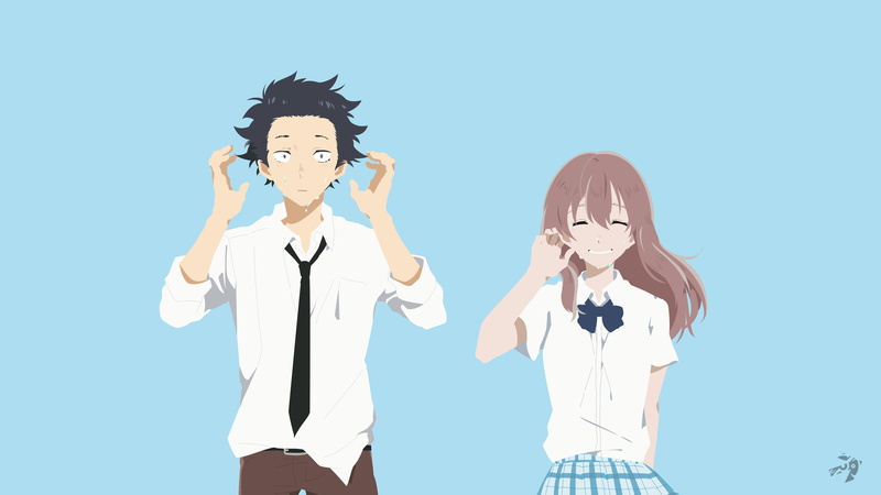 nature, sky, Ishida Shōya, anime girls, young women, males, young men, standing, women, facial expression, young adult, human body part, suit, blue background