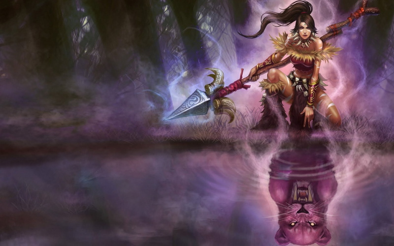 chinese, art, splash, bestial, league, characters, classic, nidalee, 1080P, version, huntress, legends