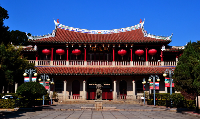 religion, eaves, building, architecture, built structure, plant, lighting equipment, weiyuan house, city, chinese lantern, architectural column, travel destinations