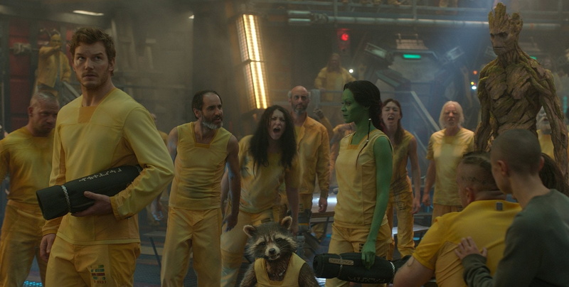 standing, group, Guardians of the Galaxy, 1080P, Movie, crowd, architecture, adult, Gamora, young adult, illuminated, Chris Pratt, group of people, women