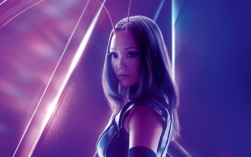 War, k, Klementieff, 4K, long hair, Infinity, one person, purple, beautiful woman, hairstyle, headshot, real people, Avengers, young adult, contemplation
