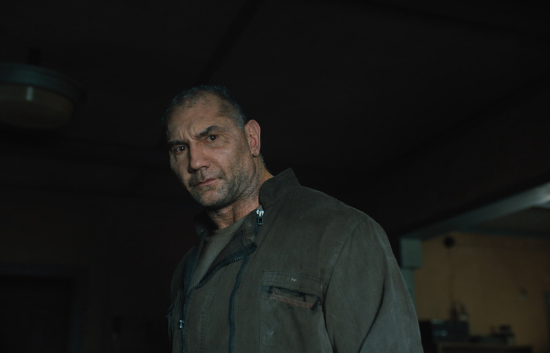 Blade Runner 2049, 1080P, actor, looking at camera, indoors, front view, facial hair, males, men, one person, casual clothing, waist up, standing, Dave Bautista