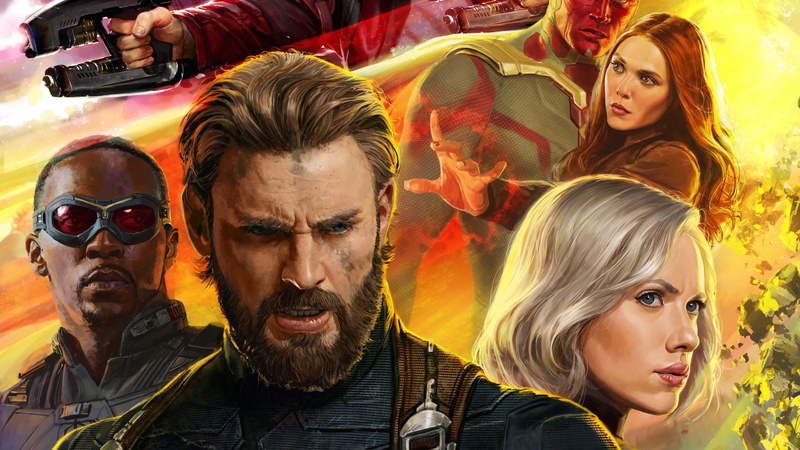 Anthony Mackie, 2K, Movie, Wanda Maximoff, Natasha Romanoff, Avengers: Infinity War, Paul Bettany, Vision (Marvel Comics), Scarlett Johansson, Steve Rogers