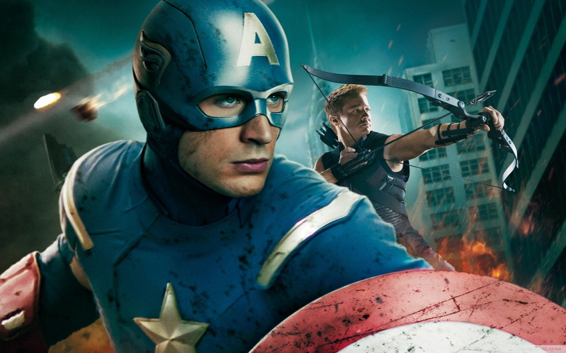 renner, avengers, weapon, movie, clint, 1080P, barton, bow, america, hawkeye, chris, movies, evans, captain, jeremy