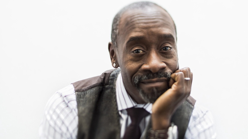 indoors, copy space, mid adult, men, hungry, portrait, front view, sport, face, white background, don cheadle, social issues, waistcoat, actor, smile, striped