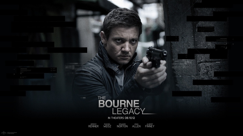 holding, movies, men, real people, communication, mid adult, portrait, looking at camera, aggression, young adult, indoors, gun, front view, The Bourne Legacy
