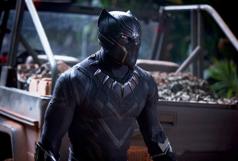 focus on foreground, waist up, unrecognizable person, adult, obscured face, one person, standing, 2018 movies, men, black color, front view, day, black panther