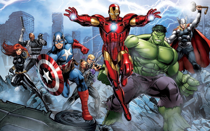 sculpture, full length, male likeness, 1080P, the avengers iron man hulk hawkeye thor captain america nick fury black widow lightning marvel comics, men