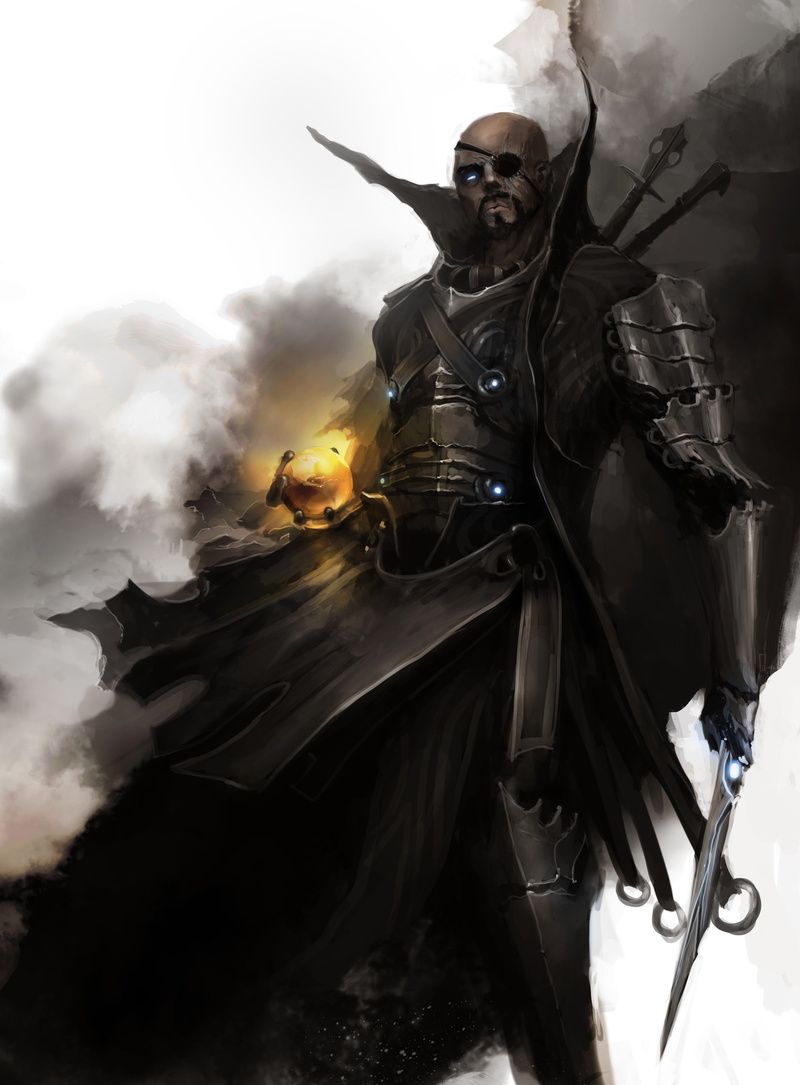 weapon, warning sign, government, nature, armor, gun, security, sword, fantasy art, yellow, sign, men, digital, aggression, headwear, Nick Fury, ball, front view