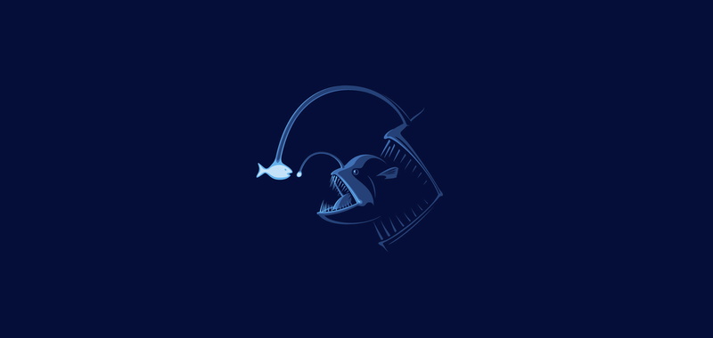 bait, 4K, angler, cartoon, flying, mid-air, sign, isolated, no people, blue, aggression, creativity, stranger, close-up, indoors, underwater, mystery