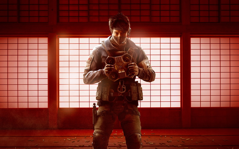 Six, Operation, security, leisure activity, day, one person, Siege, adult, 4K, Operator, Crow, Echo, holding, red, indoors, traditional clothing, architecture