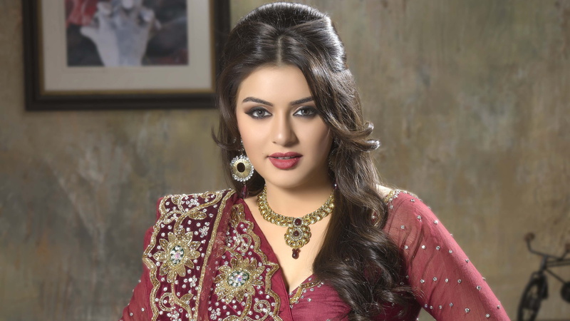 looking at camera, Hansika Motwani, focus on foreground, beautiful woman, make-up, lifestyles, one person, beauty, young women, front view, hairstyle, real people