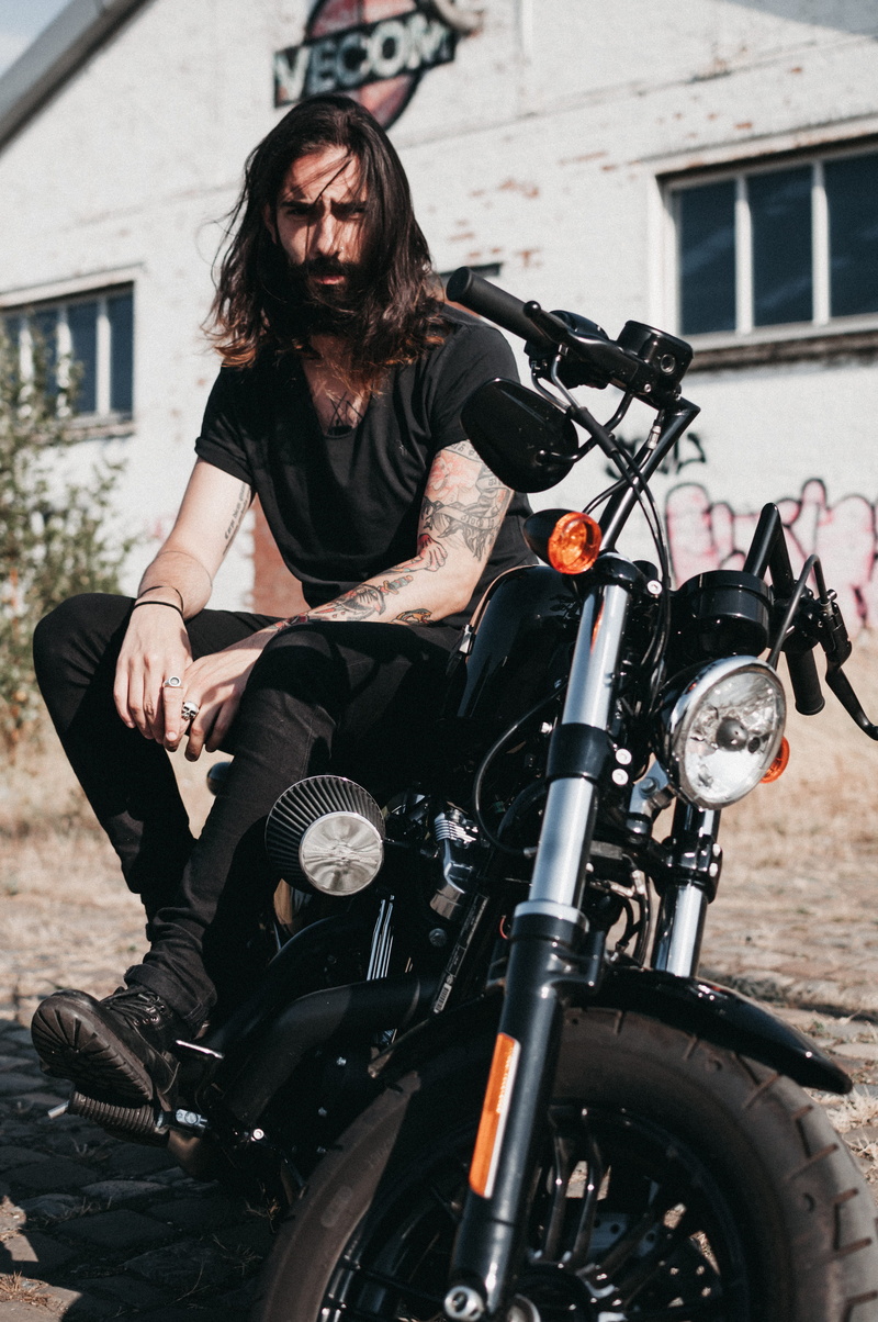 females, cruiser, hairstyle, urban Scene, sitting, harleydavidson, motorbike, looking, portrait, urban, biker, 4K, outdoors, smiling, long hair, transportation