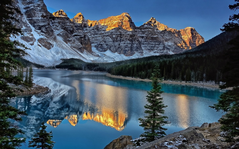 mountain, rock - object, mountain peak, beauty in nature, tranquility, mountain range, plant, solid, reflection, formation, rock, tree, sky, 1080P, water