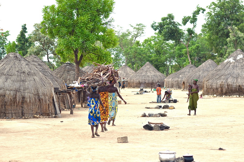 nature, work, roof, women, sky, architecture, african, ejiba, adult, group of people, nigeria, lifestyles, leisure activity, tree, incidental people, village