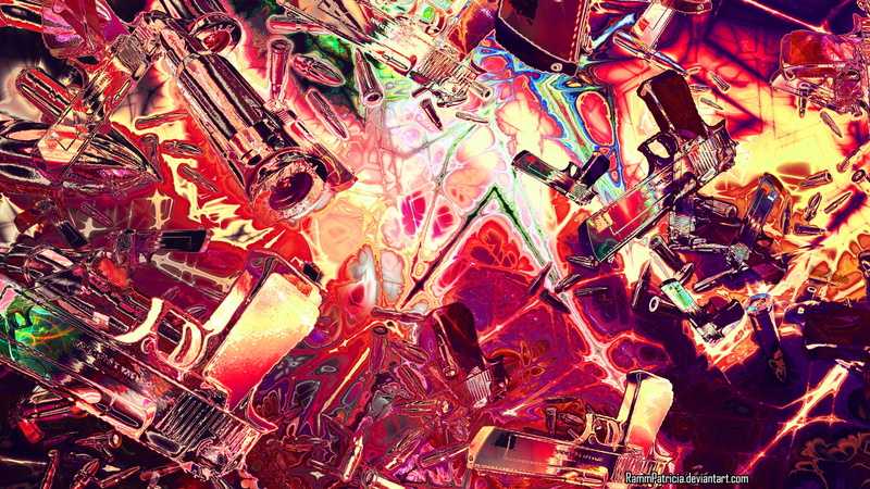 pistol, bullet, abstract, ammunition, digital art, digital, shell casing, gun, 1080P, weapon, RammPatricia, colorful