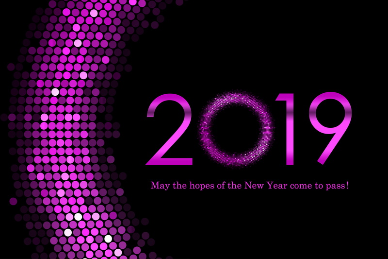 numbers, Happy New Year, good luck, New Year, 5K, 2019 (Year), purple