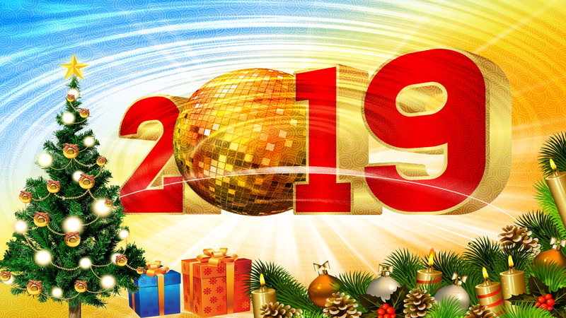 4K, new year eve, christmas tree, new year party, new years eve, graphics, disco ball, 2019, party, new year