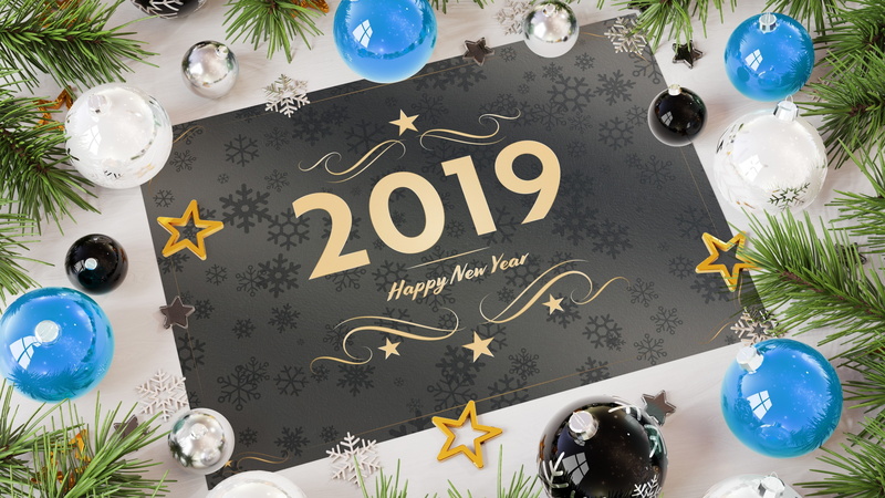 new year, 2019, happy new year, decoration, 4K