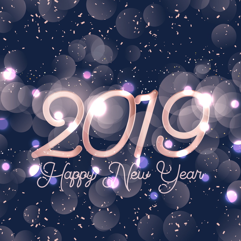 2019 (Year), numbers, Happy New Year, New Year, 4K