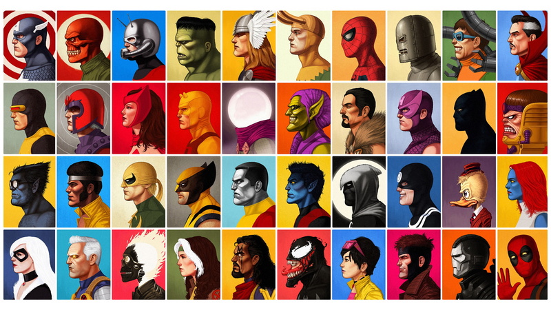 Luke Cage, Captain America, Deadpool, 1080P, Green Goblin, Wolverine, Marvel Comics, Hulk, Magneto, Mike Mitchell, Iron Man, artwork