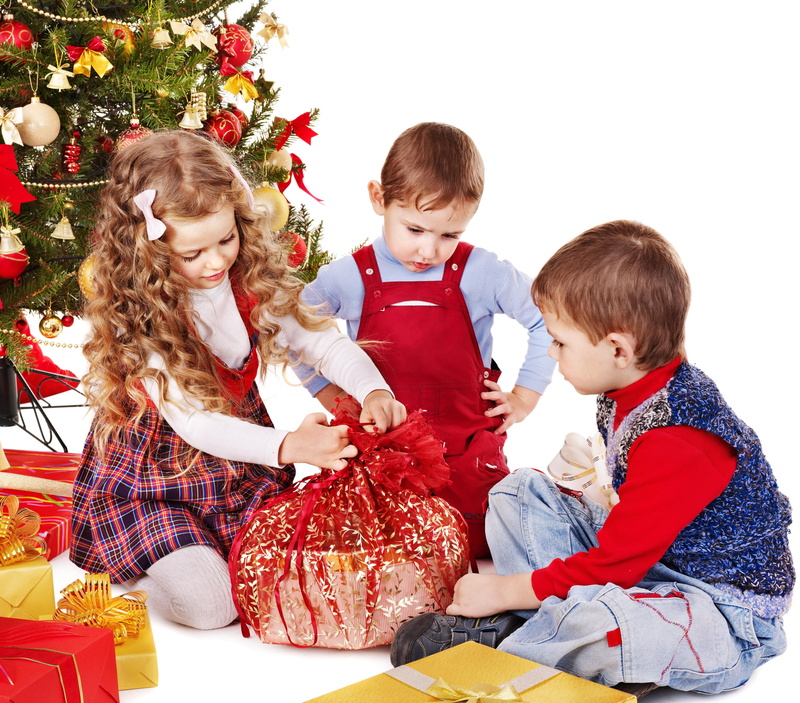 pine-tree, children, childhood, present, play, girl, christmas, gift, 4K, boys, bauble, holidays