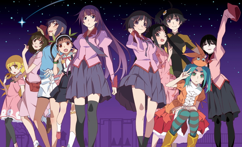 Senjougahara Hitagi, Oshino Ougi, Araragi Karen, anime girls, Oshino Shinobu, Monogatari Series, Araragi Tsukihi, Sengoku Nadeko, 4K, Kanbaru Suruga, Ononoki Yotsugi
