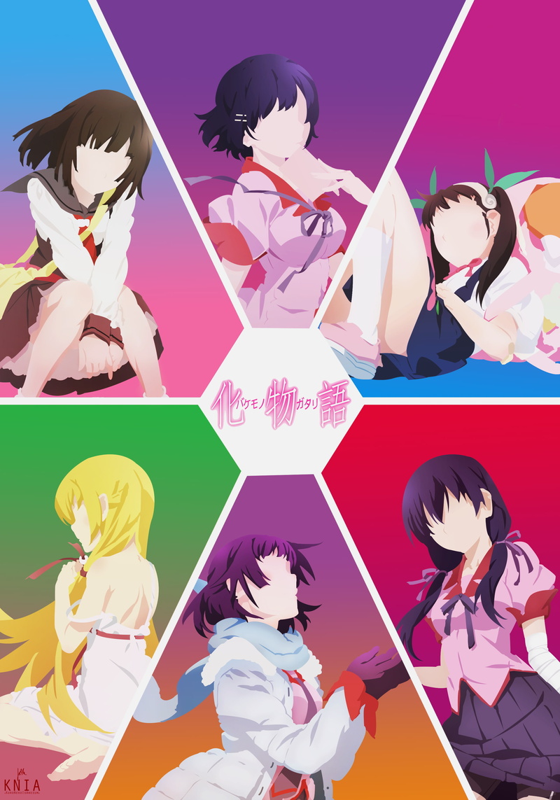 Kanbaru Suruga, Sengoku Nadeko, Oshino Shinobu, Monogatari Series, anime girls, Hachikuji Mayoi, Hanekawa Tsubasa, 2K, Senjougahara Hitagi