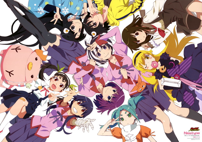 Tsubasa Hanekawa, Mayoi Hachikuji, Suruga Kanbaru, Tsukihi Araragi, Nadeko Sengoku, Shinobu Oshino, Karen Araragi, Anime, 1080P, Hitagi Senjōgahara, Monogatari (Series)